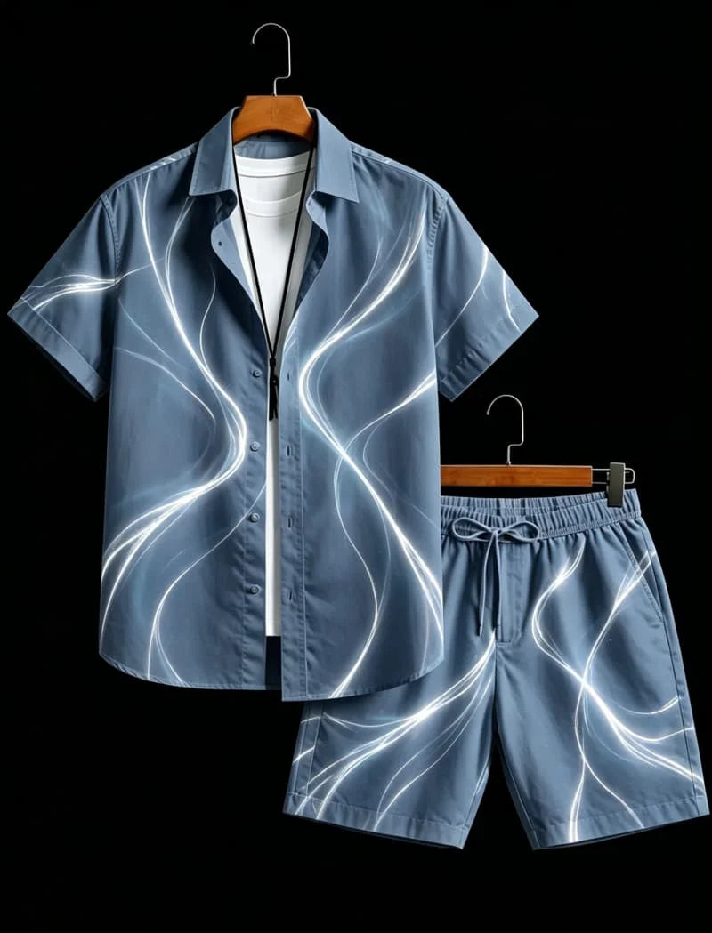 Men's Animal Print Top & Shorts Set