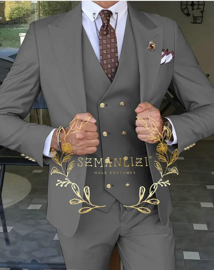 Men's Beige 3-Piece Suit Set — product view