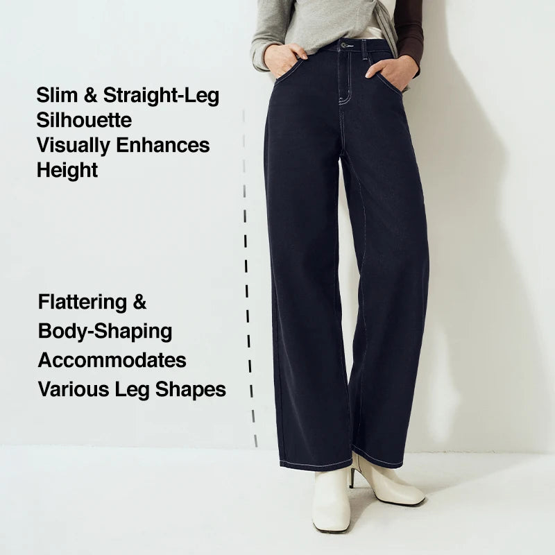 Women's Winter High-Waist Wide-Leg Jeans — product view