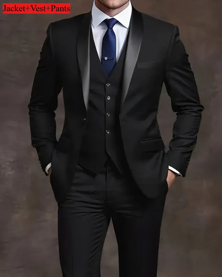 Men's Black Slim-Fit Suit Set — product view