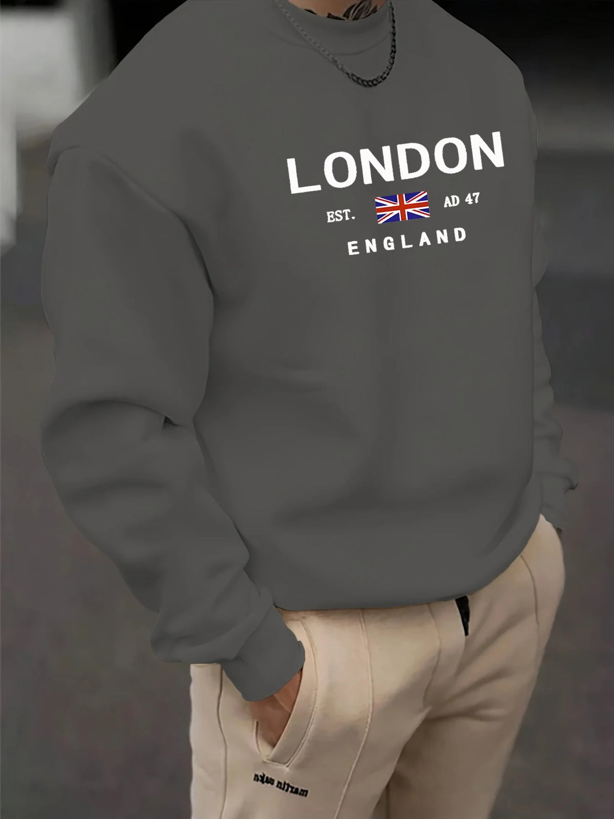 Men's Letter Print Crew-Neck Sweatshirt