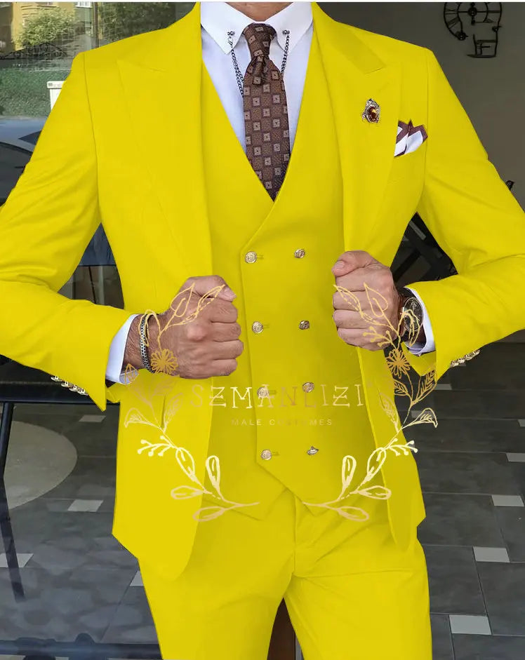 Men's Beige 3-Piece Suit Set — product view