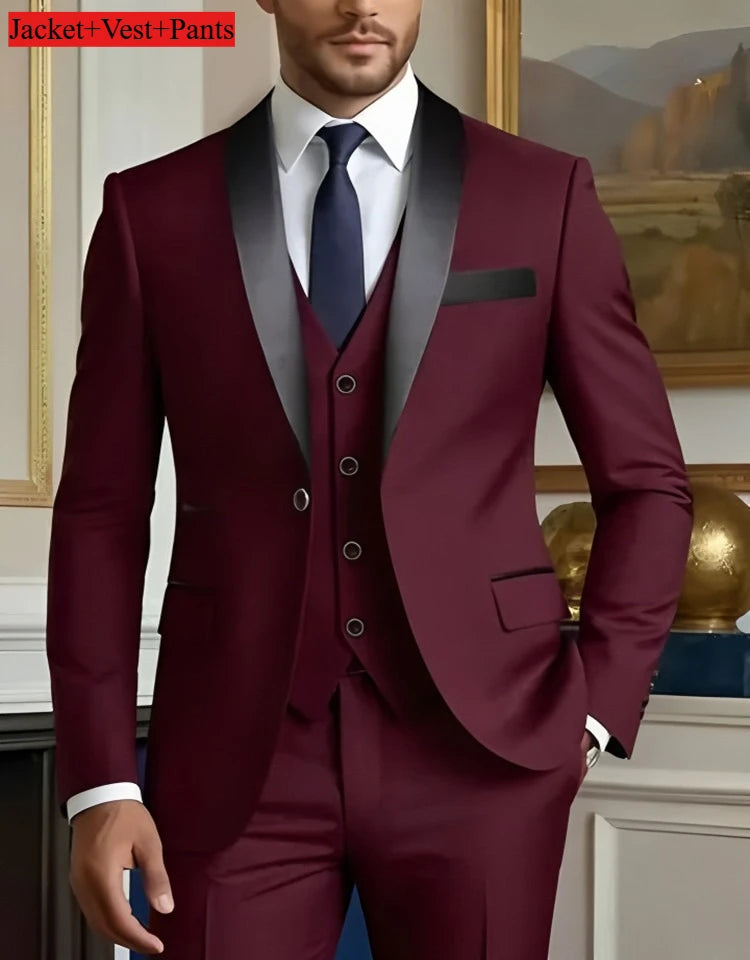 Men's Black Slim-Fit Suit Set — product view