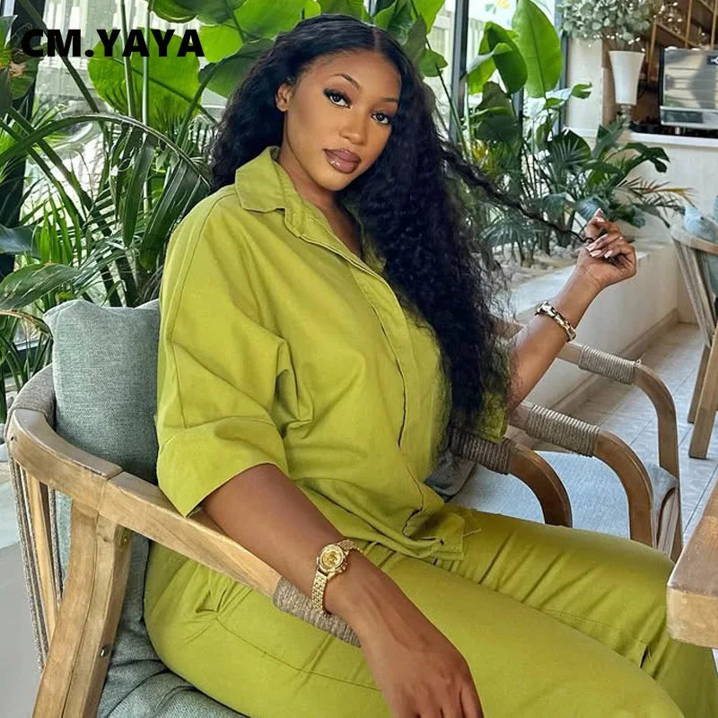 Women's Three-Quarter-Sleeve Blouse & Flared Pants Set