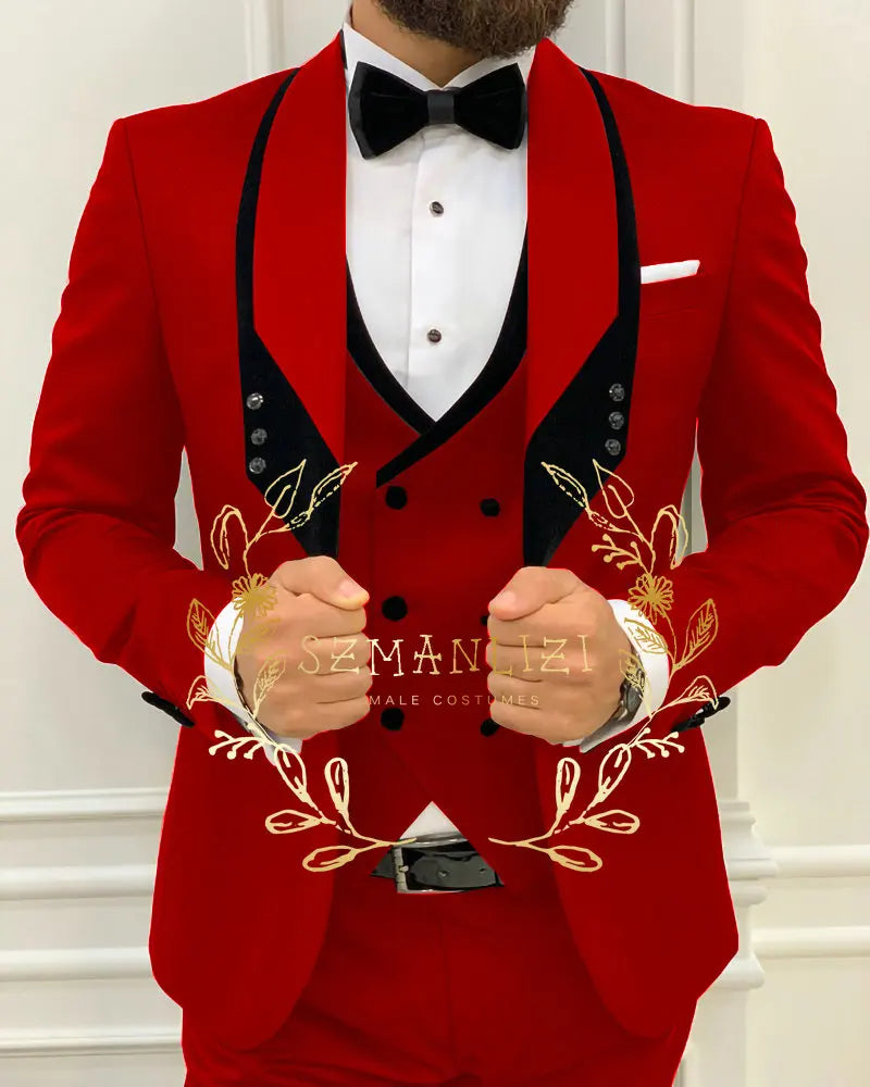 Men's Royal Blue 3-Piece Slim Fit Suit Set — product view