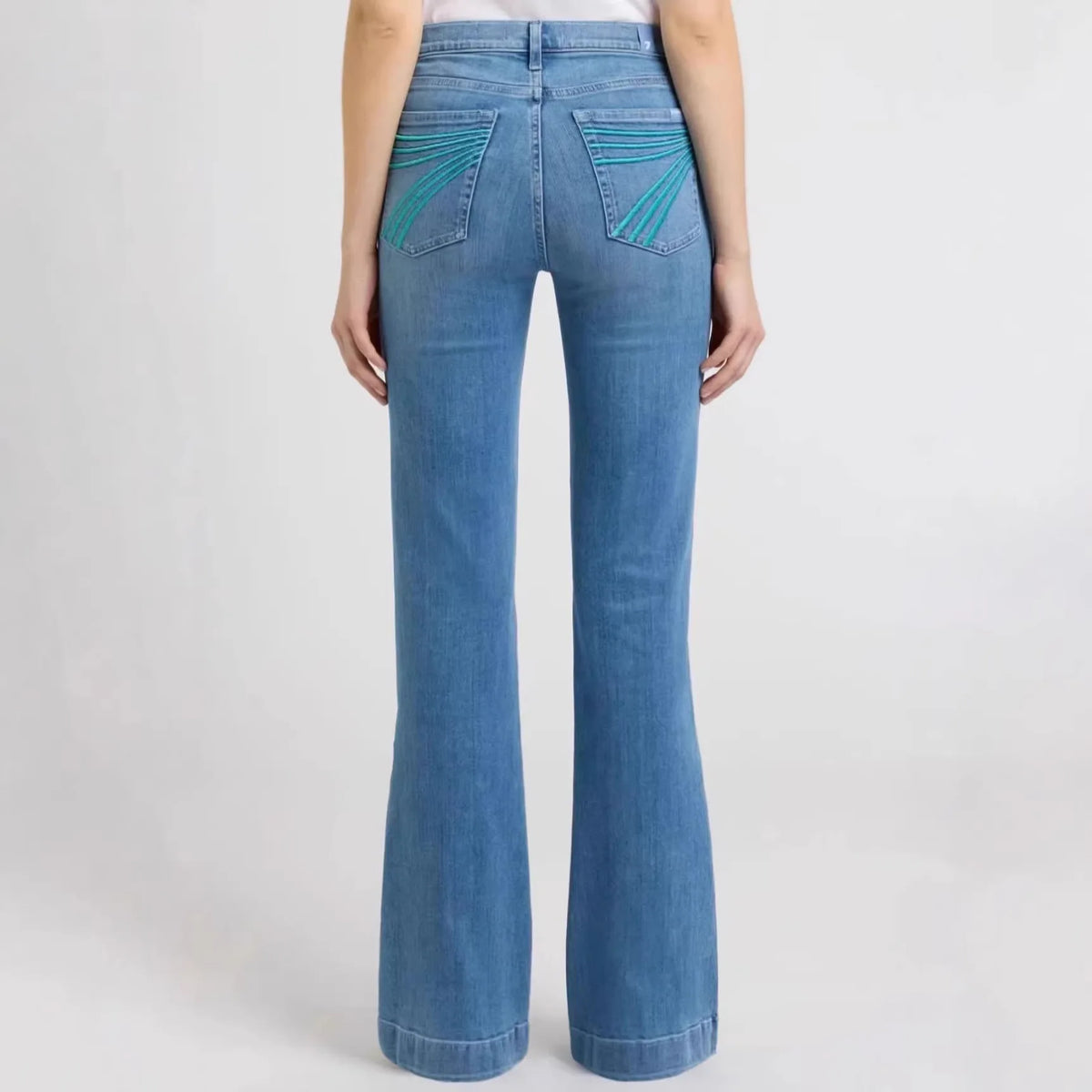 Women's Embroidered Stretch Flare Jeans — product view