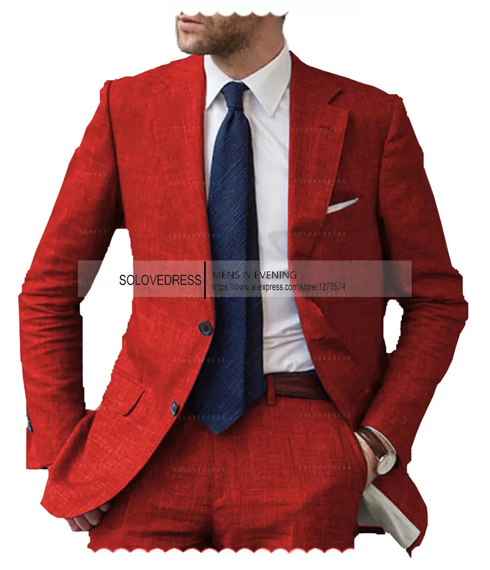 Men's Linen Slim-Fit Suit Set — product view
