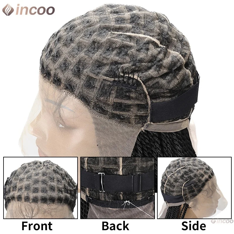 Synthetic Full Lace Braided Wig Blonde Twist Braids Wig Knotless Box - OSASCO