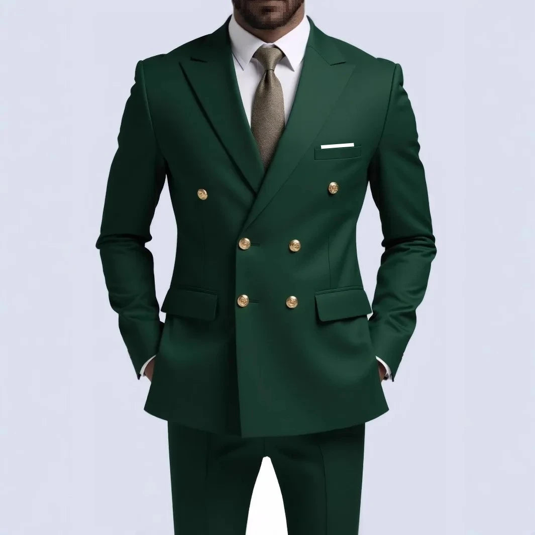 Men's Slim-Fit Double-Breasted Suit Set — product view