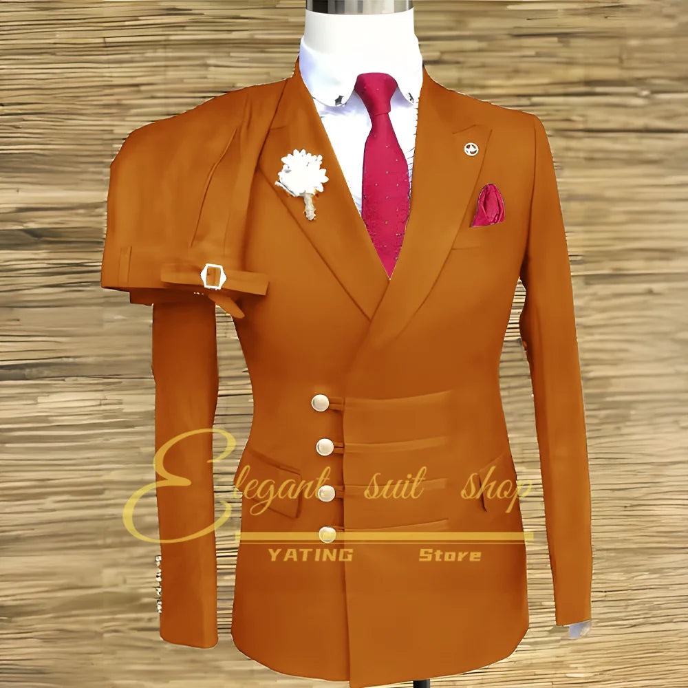 Men's Double-Breasted Two-Piece Suit Set — product view