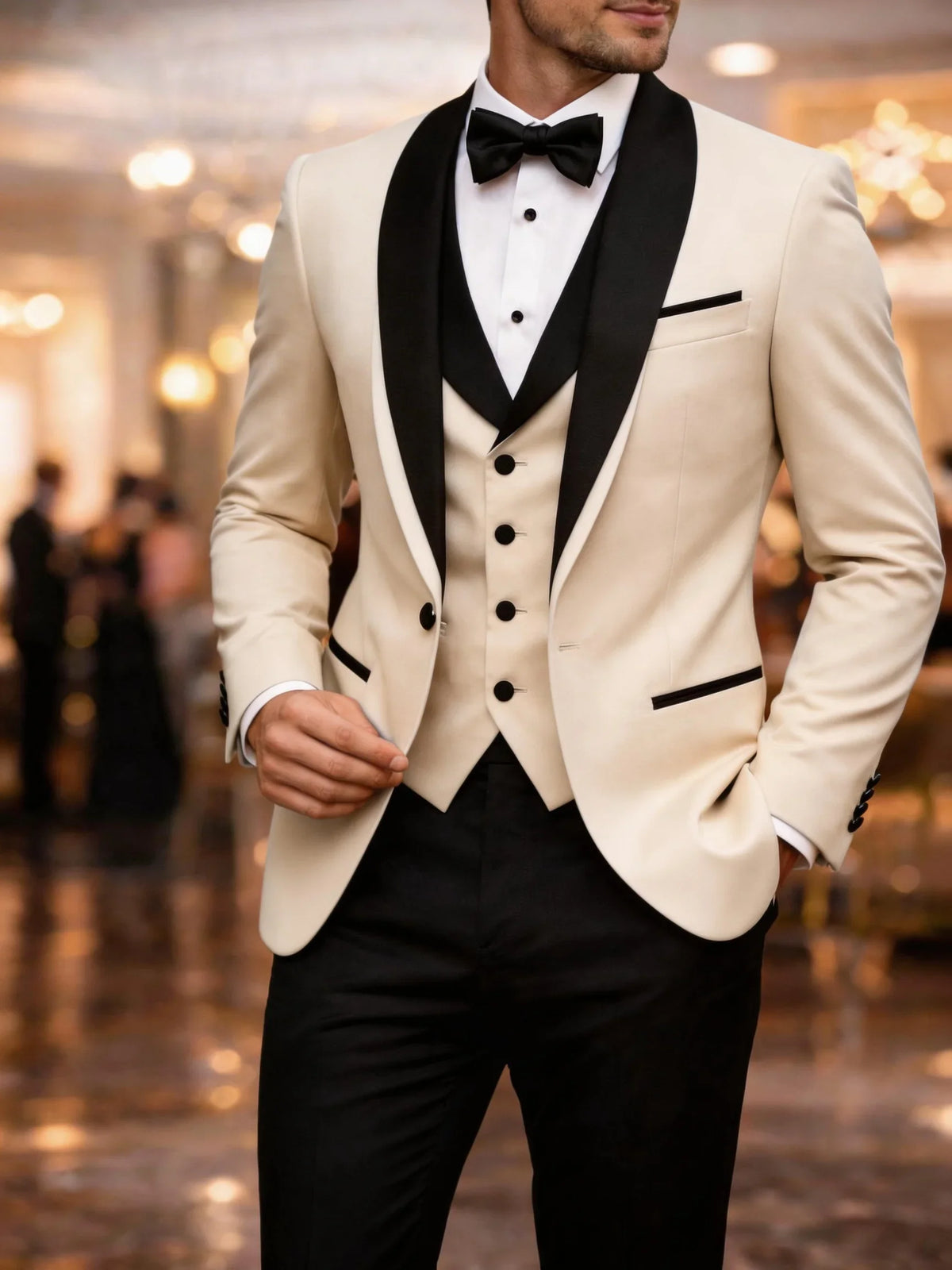 Men's Colour-Block Three-Piece Suit