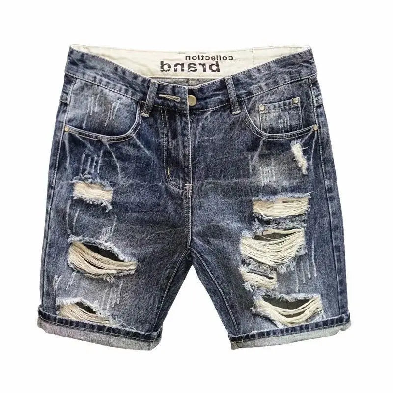 Men's Slim Fit Stretch Denim Jeans - Distressed Detail — product view