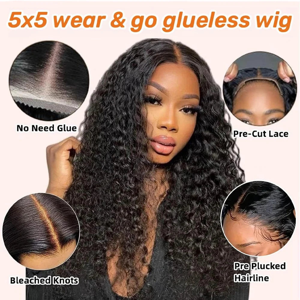 Glueless Deep Wave Human Hair Lace Wig — product view