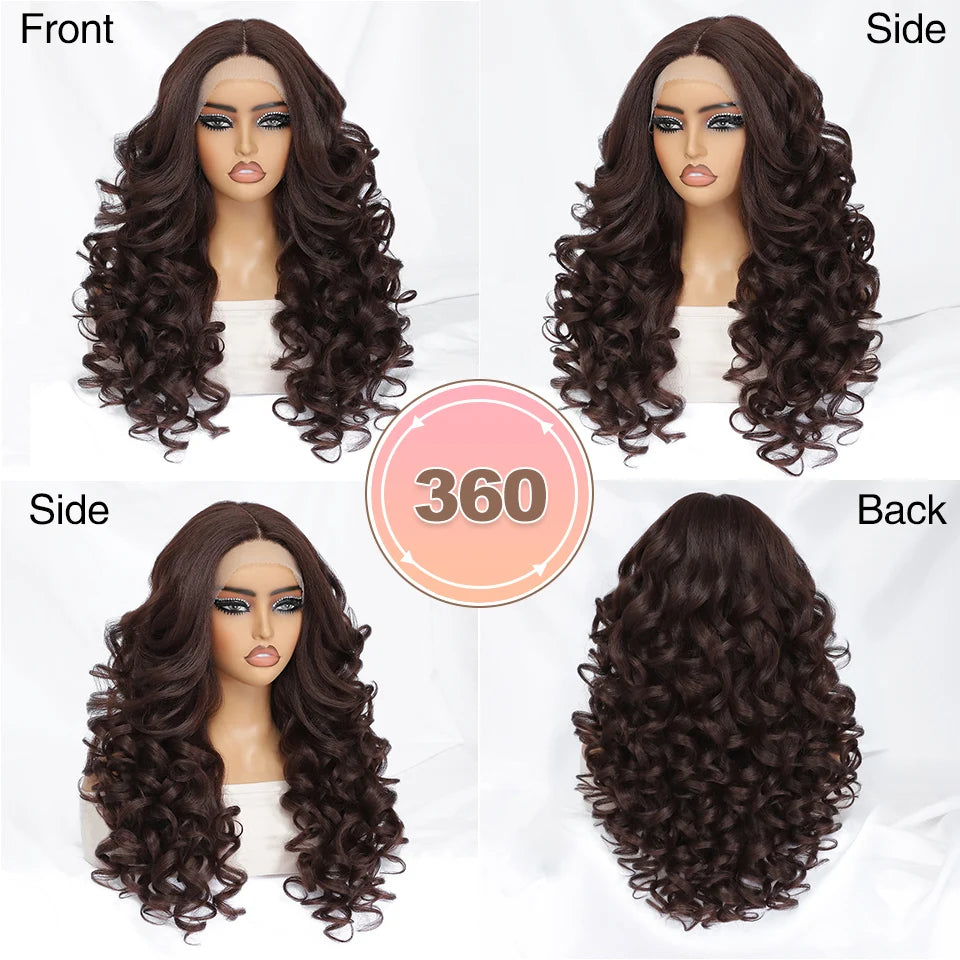 Lace Front Wig Curly Latisha Synthetic Blonde Pink Blue Black White - OSASCO