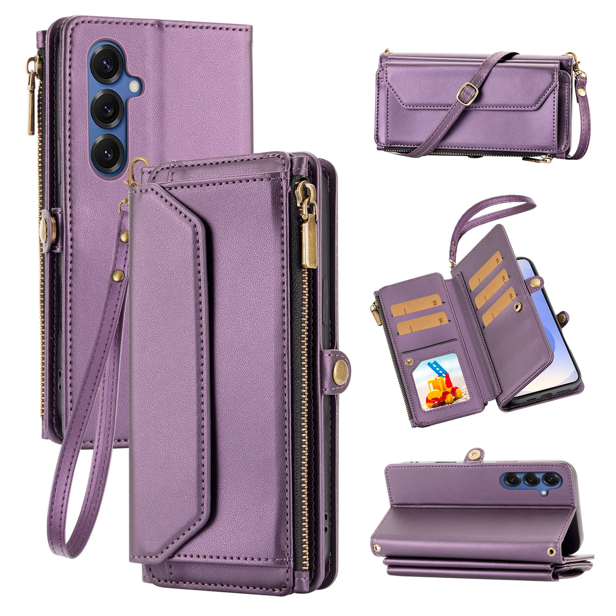 Crossbody Multi-Card Wallet Phone Case for Samsung Galaxy S9+, S26+, S26 Edge, S26, S26 Ultra, S25 FE, S25+, S25 Edge, S21+ 5G, S20, S20+, S20 Ultra, S20 FE, S10, S10+, S9, S23 Ultra, S23+, S22 Ultra 5G, S22 5G, S22+ 5G, S21 & More Models