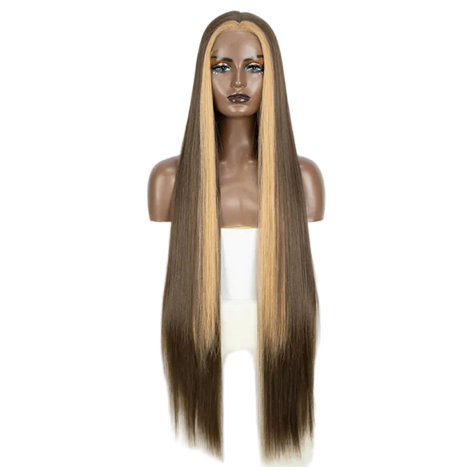 38 Inch Straight Hair Synthetic Lace Front Wig High Temperature Fiber - OSASCO