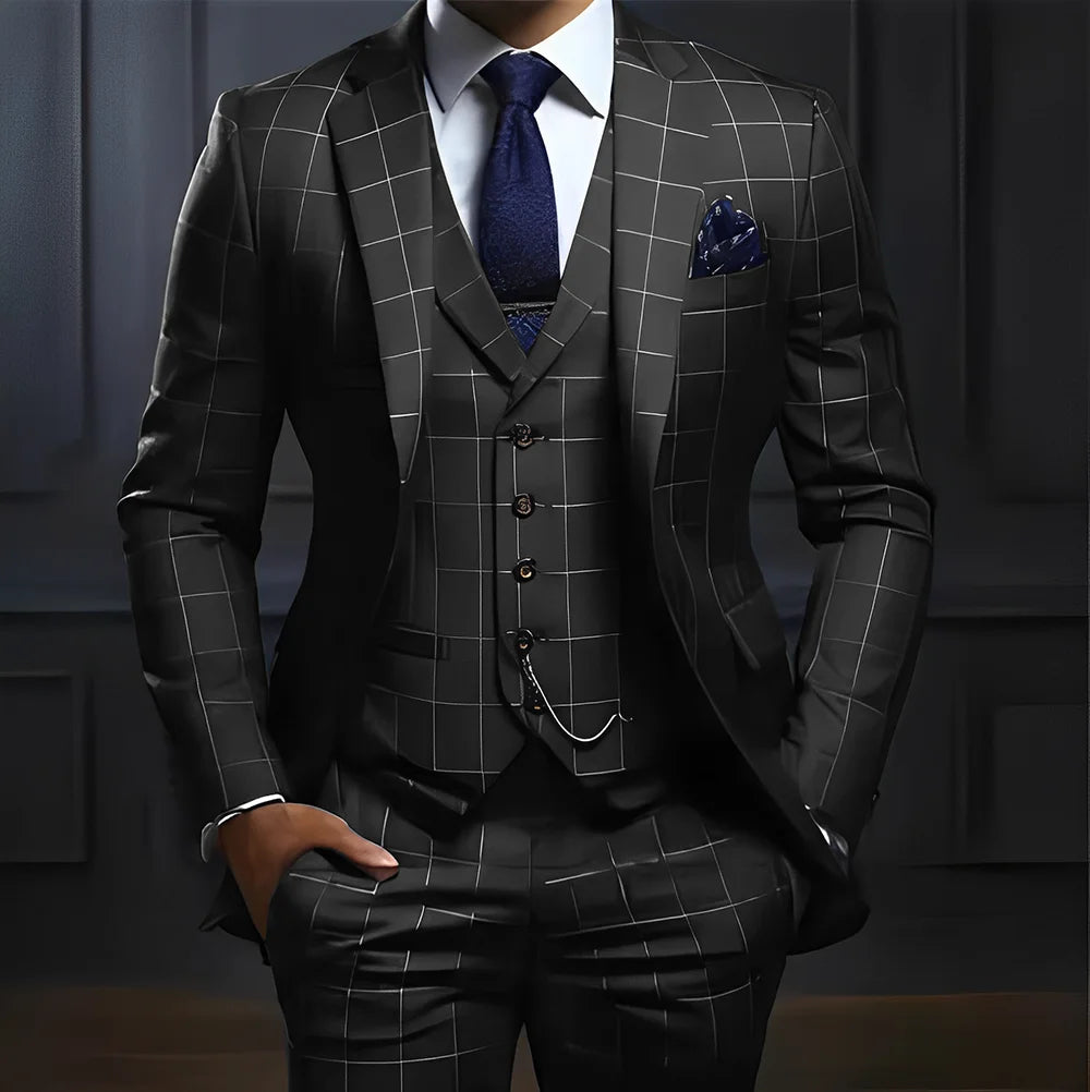 Men's Plaid 3-Piece Suit Set — product view
