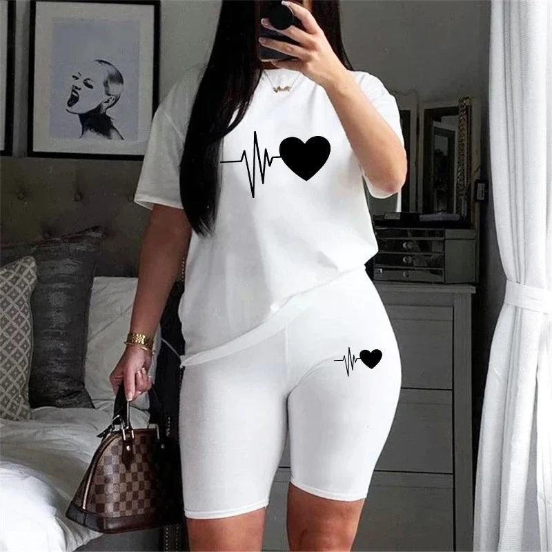 Women's Heart Print Casual T-Shirt