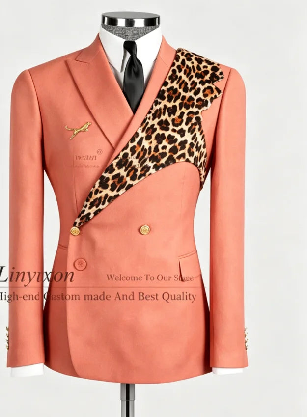 Men's Leopard Print 2-Piece Slim Fit Suit Set — product view