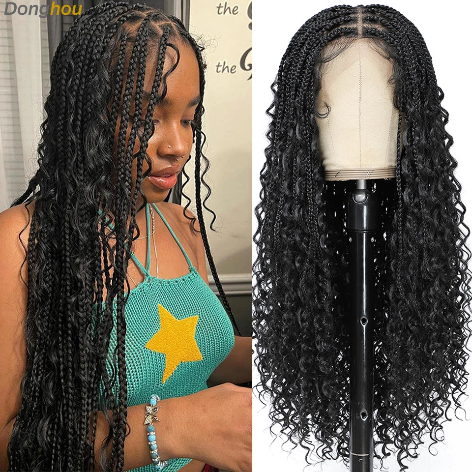Boho Goddess Box Braid Wig with Baby Hair Lace Front Braided Wig - OSASCO