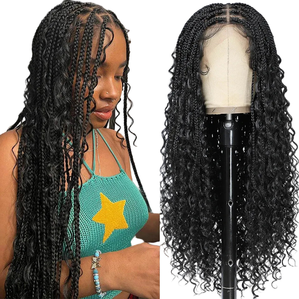 Boho Goddess Box Braid Wig with Baby Hair Lace Front Braided Wig - OSASCO