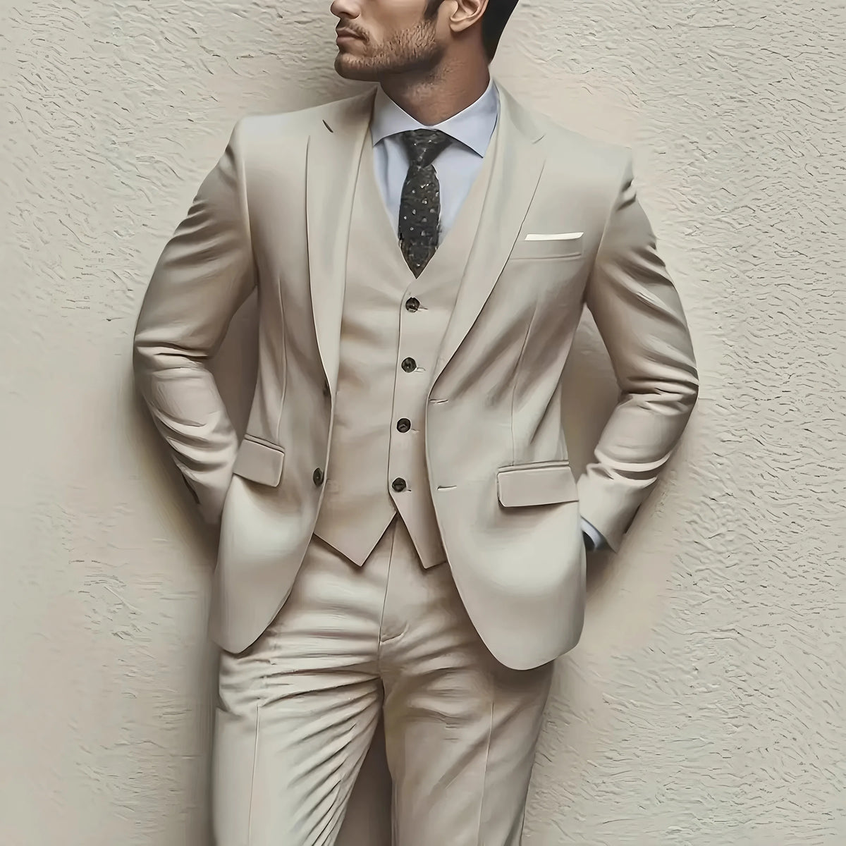 Men's Single-Breasted Three-Piece Suit