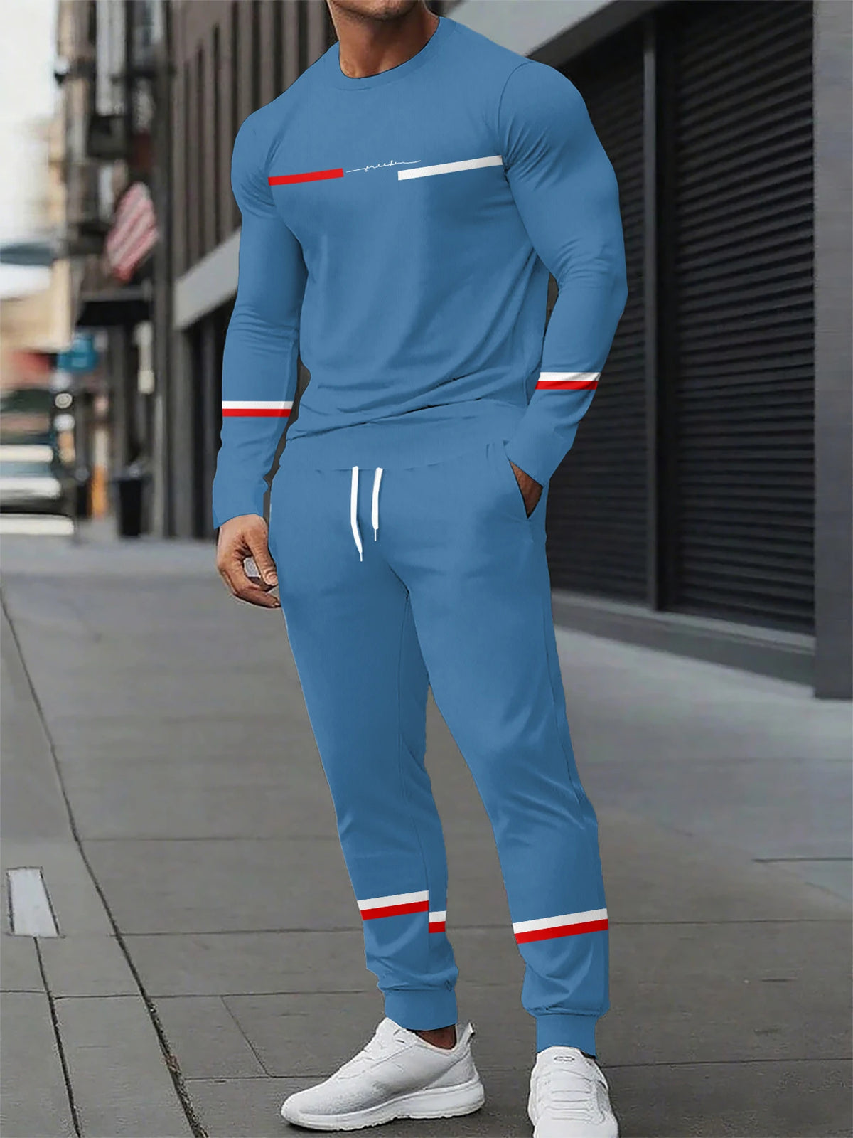 Men's Graphic Print Sweatshirt & Pants Set
