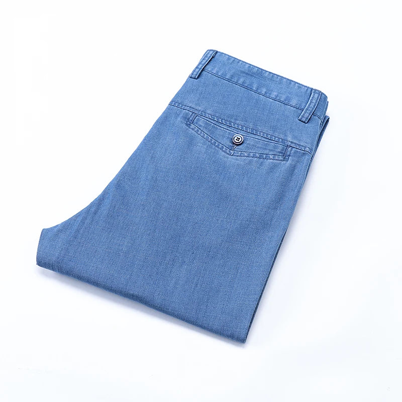 Men's Gray Loose Fit Stretch Denim Jeans - Lightweight — product view