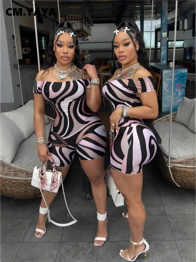 Women's Geometric-Print Slash-Neck Jumpsuit