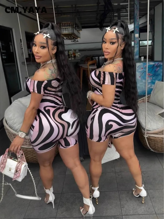 Women's Geometric-Print Slash-Neck Jumpsuit
