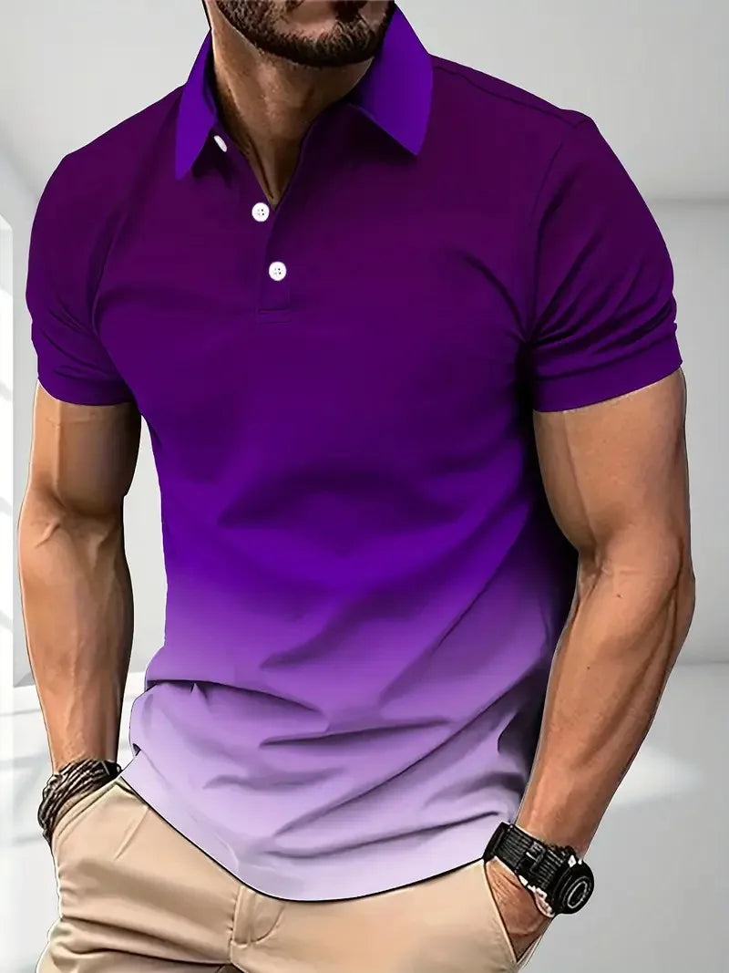 Men's Gradient Print Polo Shirt
