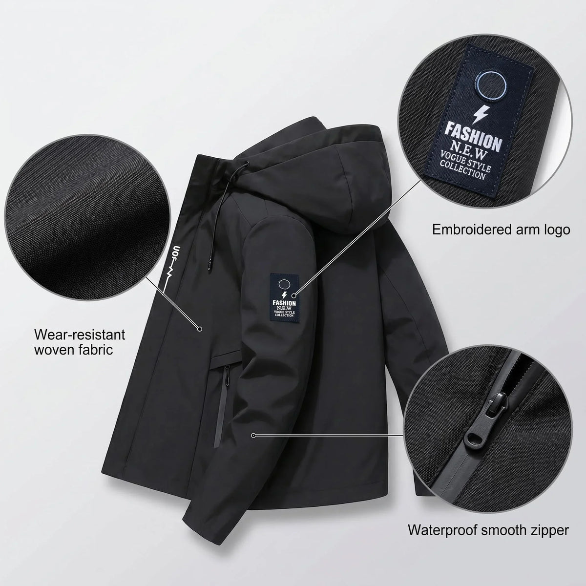 Men's Graphic Print Hooded Zip-Up Jacket