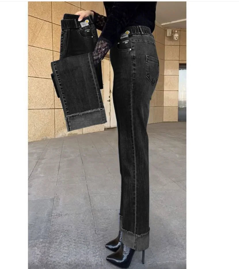 Women's High-Waist Stretch Straight-Leg Jeans — product view