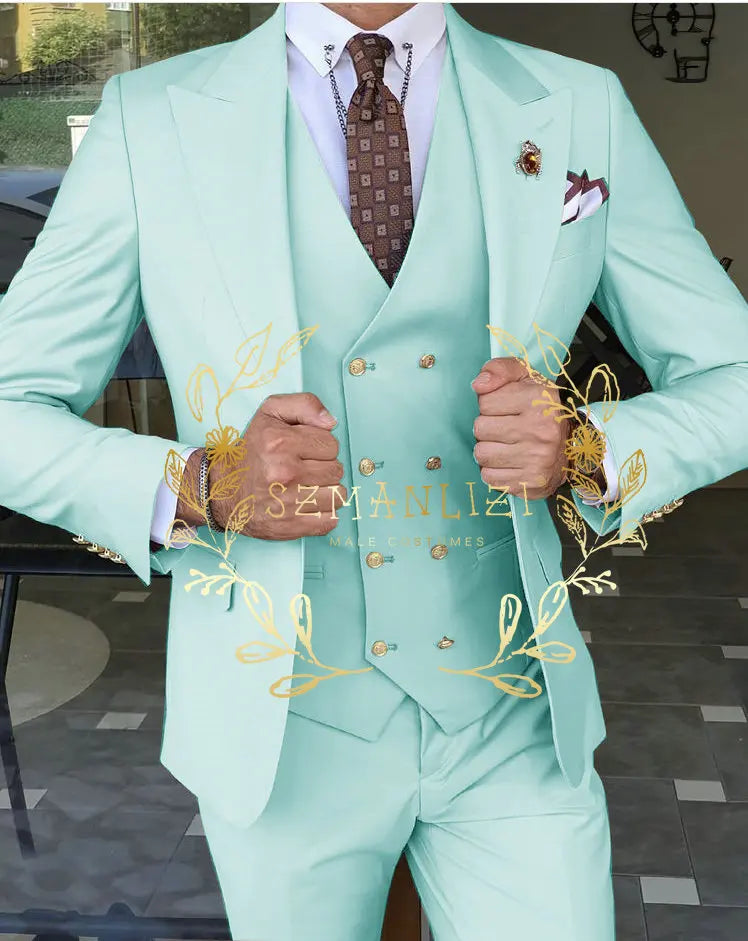 Men's Beige 3-Piece Suit Set — product view