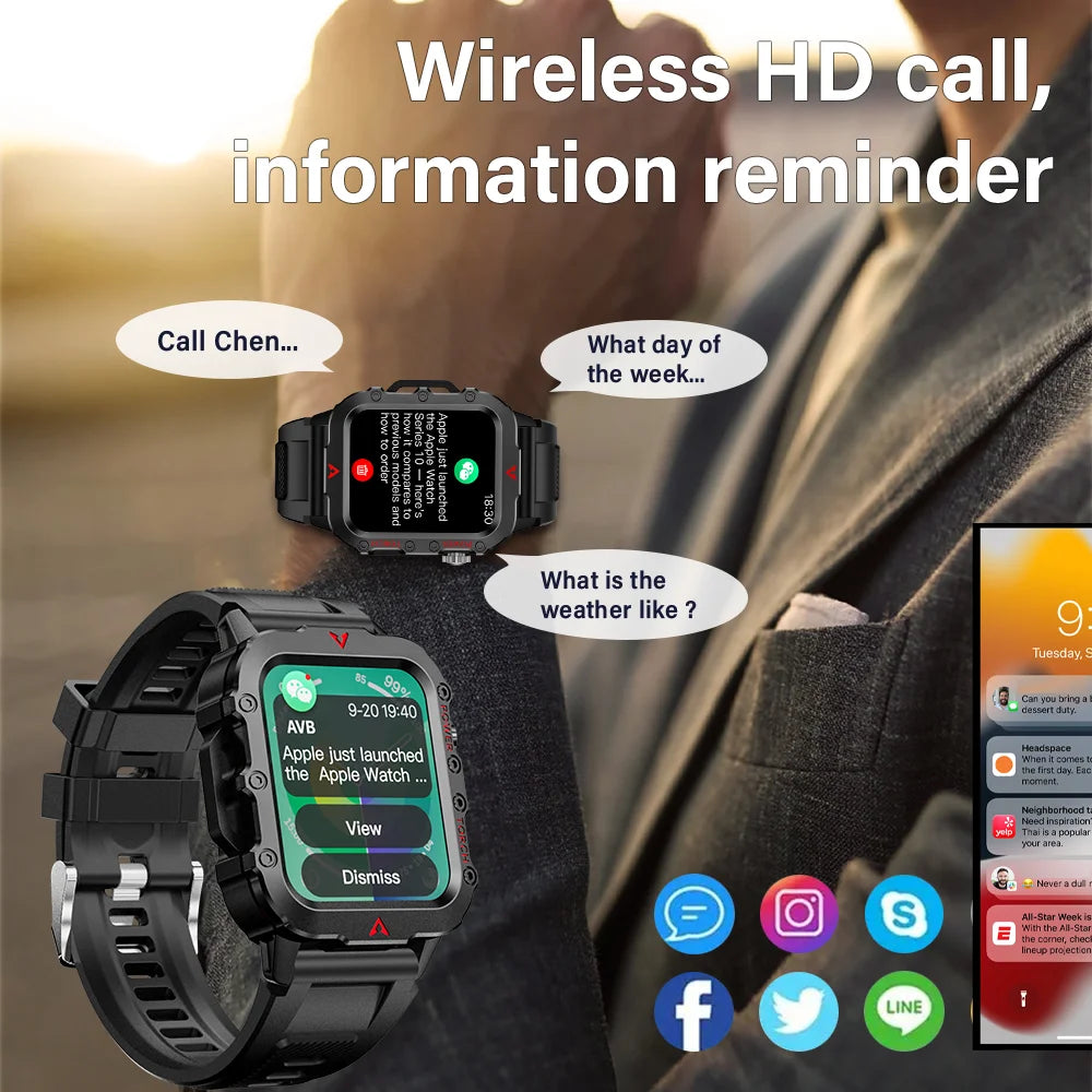 Outdoor 2.01-Inch Calling Smartwatch with Flashlight