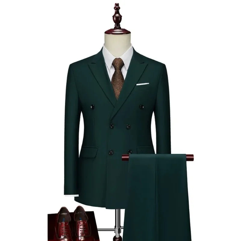 Men's Slim-Fit Double-Breasted Suit Set — product view