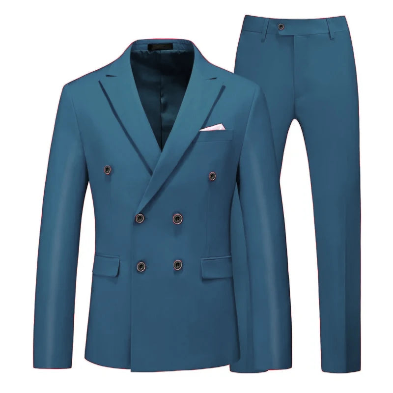 Men's 2-Piece Slim Fit Double-Breasted Peak Lapel Suit Set — product view