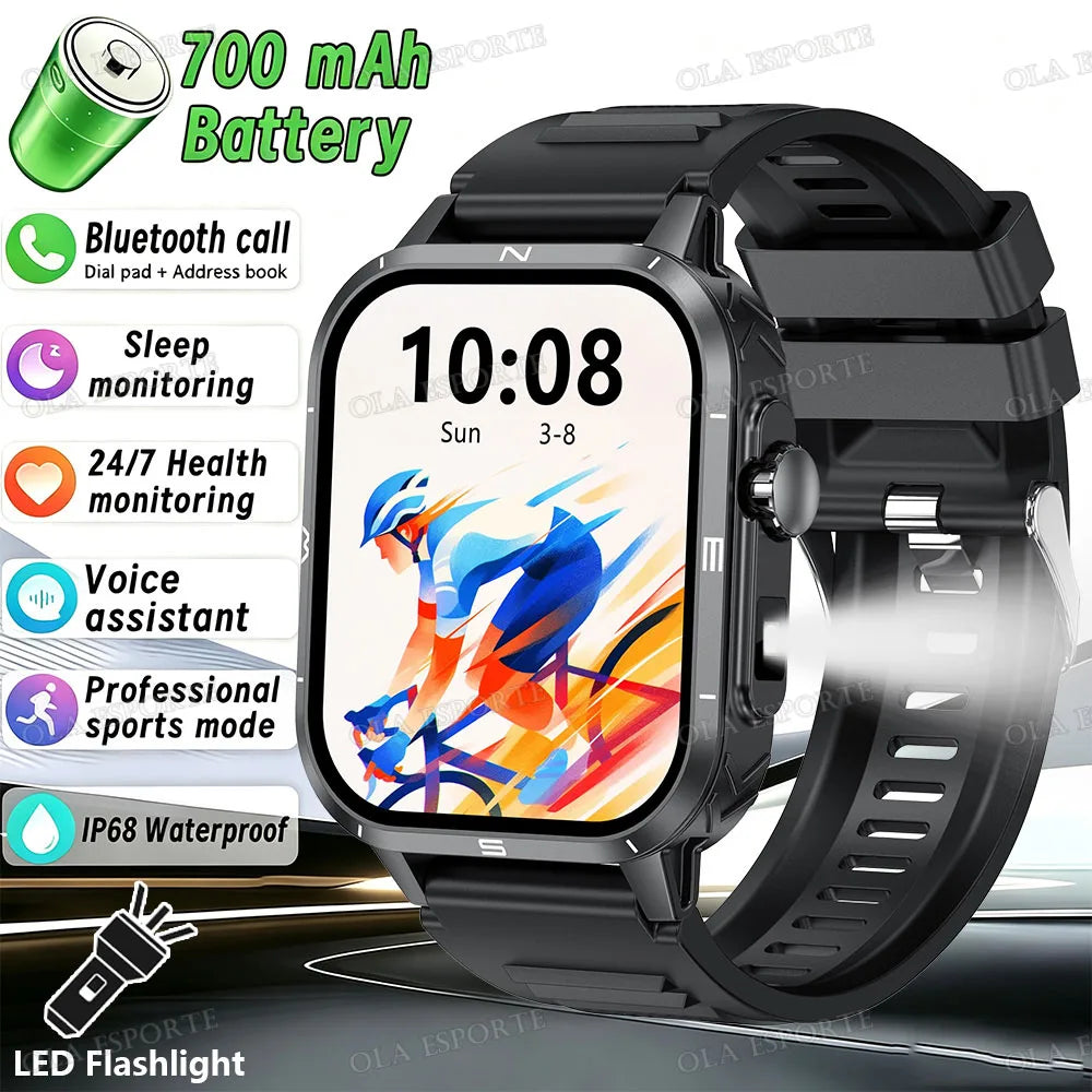 Outdoor 1.73-Inch Calling Smartwatch with Flashlight