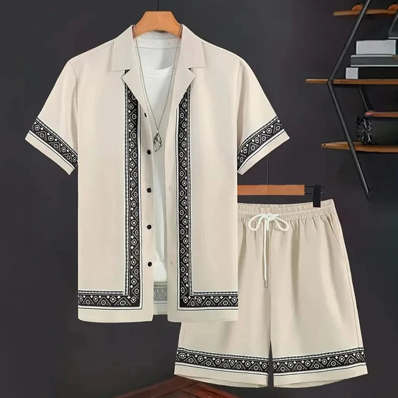 Men's Animal Print Top & Shorts Set
