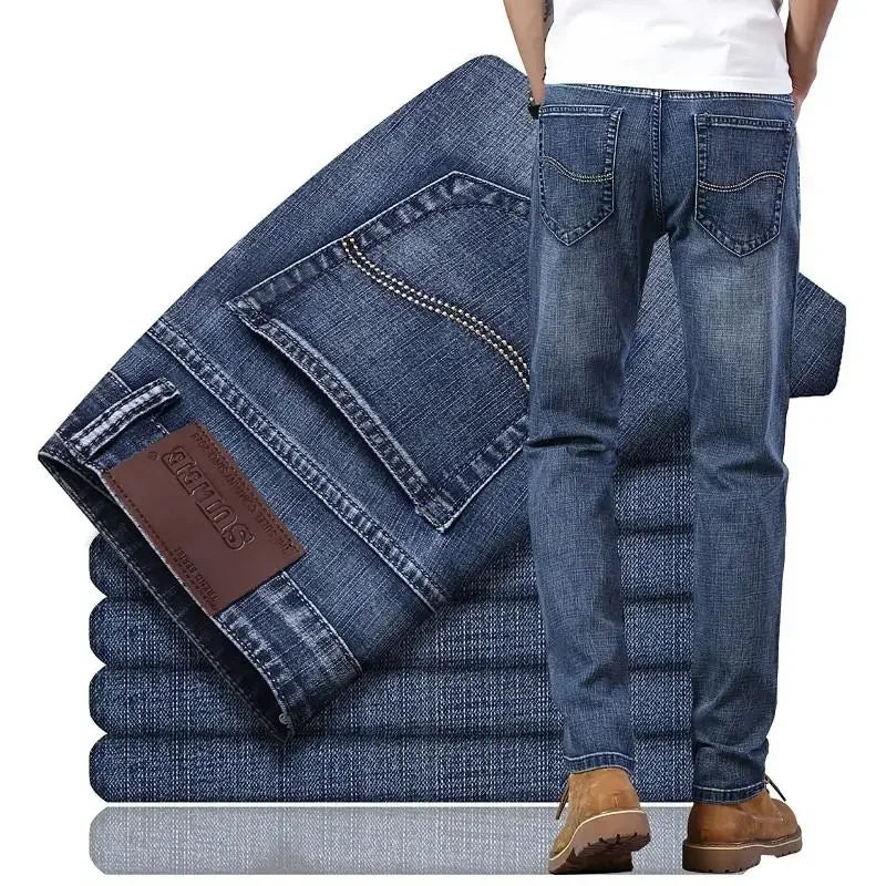 Men's Slim Fit Stretch Denim Jeans - Business Casual Style — product view