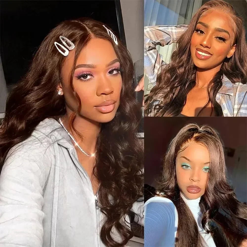 Chocolate Brown Body Wave Lace Wig — product view