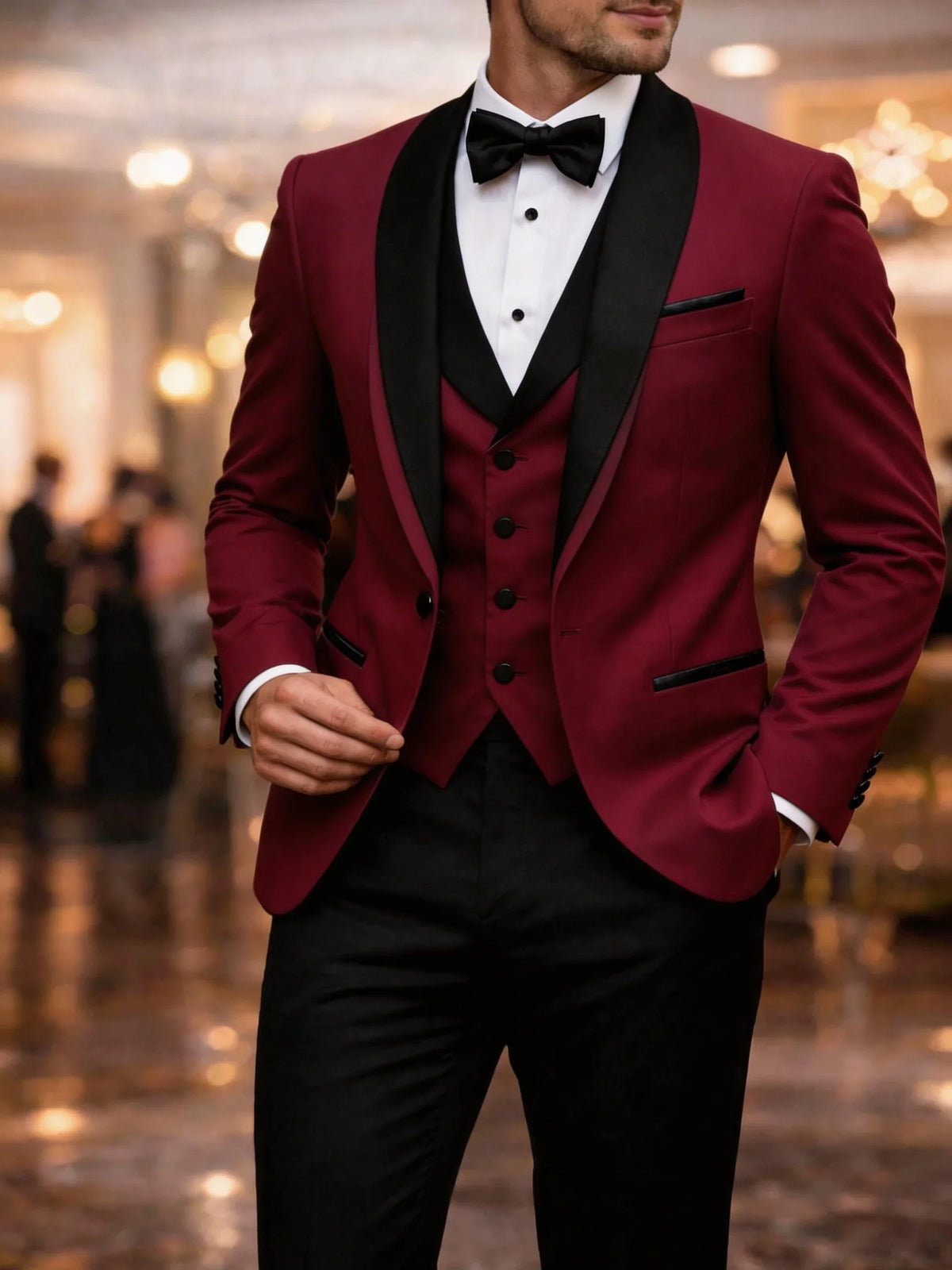 Men's Colour-Block Three-Piece Suit
