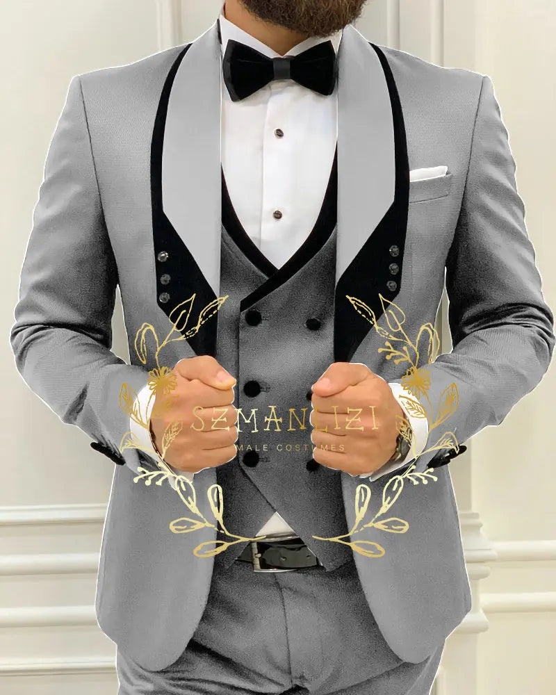 Men's Royal Blue 3-Piece Slim Fit Suit Set — product view