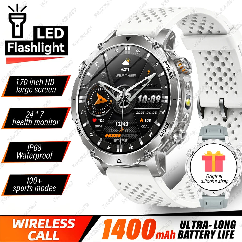 Outdoor 1.7-Inch Calling Smartwatch with Flashlight