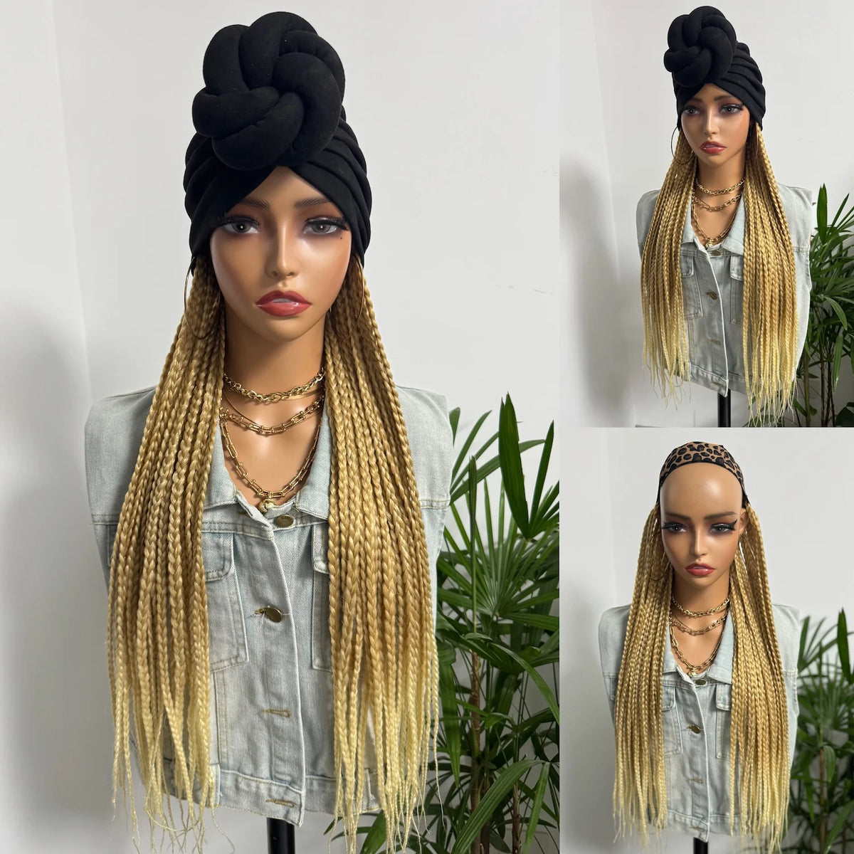 Blonded 613# Long 24inch Synthetic Box Braided with Headband - OSASCO