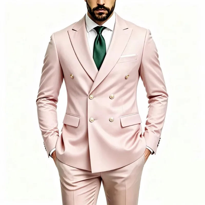 Men's Peak-Lapel Suit with Gold-Tone Buttons