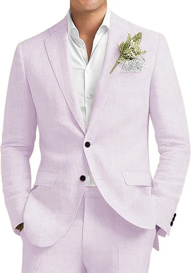 Men's Linen 2-Piece Notched Lapel Suit Set — product view
