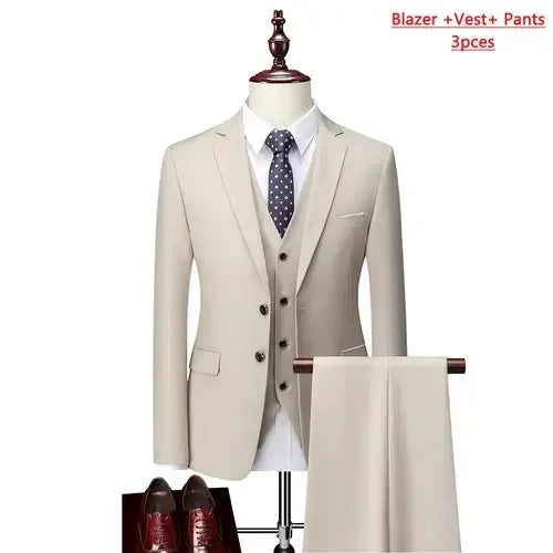 Men's Classic Three-Piece Wedding Suit