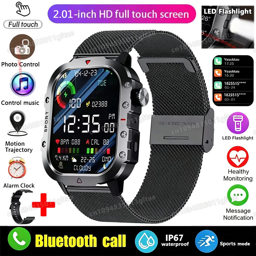 Outdoor 1.83-Inch Calling Smartwatch with Flashlight