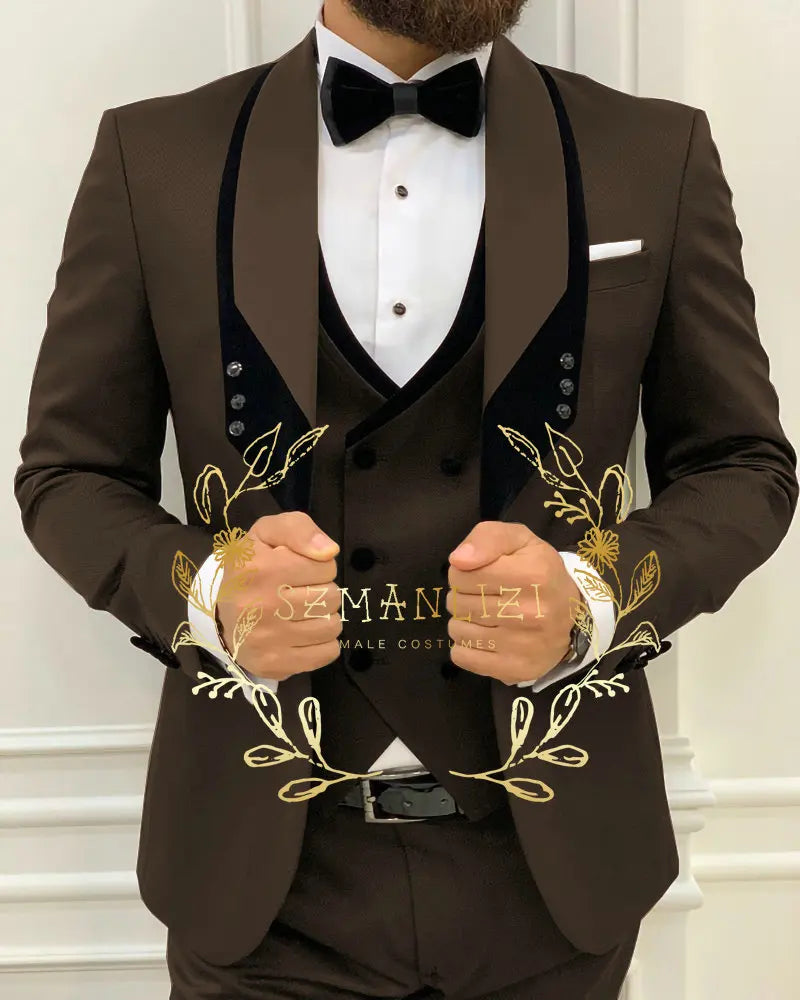 Men's Royal Blue 3-Piece Slim Fit Suit Set — product view
